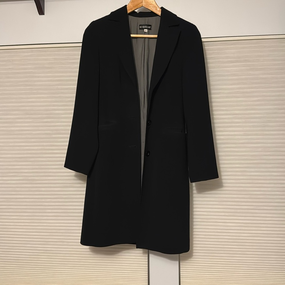 Bebe mid length black dress coat!
